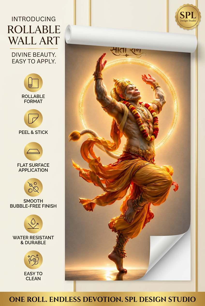 SPL Hanuman Ji Sita Ram Golden Rollable Wallpaper — SPL Premium Wallpaper