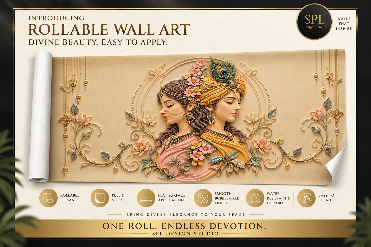 SPL Radha Krishna Yugal Panorama Rollable Wallpaper