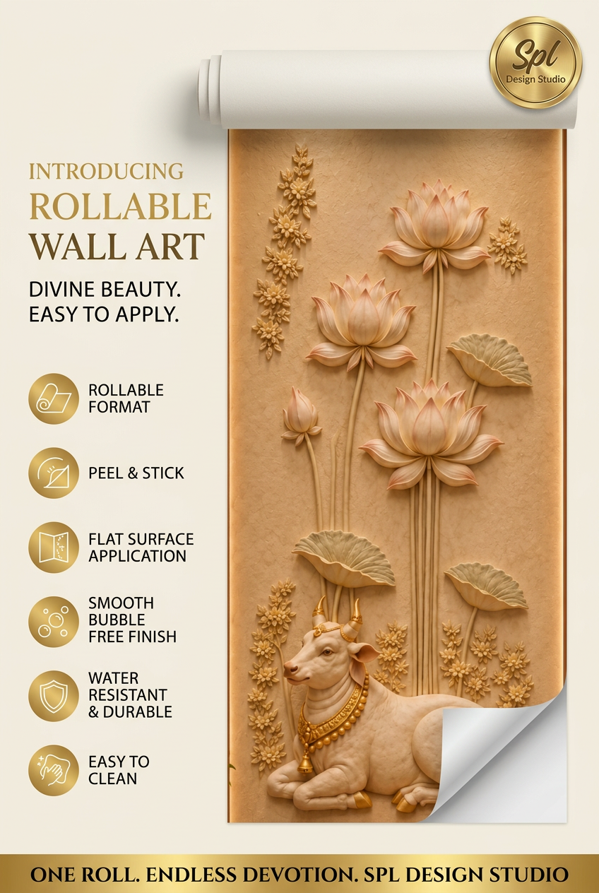 SPL Cow with Lotus Rollable Wallpaper — SPL Premium Wallpaper