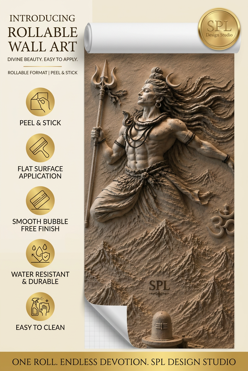 SPL Shivji with Trishul Rollable Wallpaper — SPL Premium Wallpaper