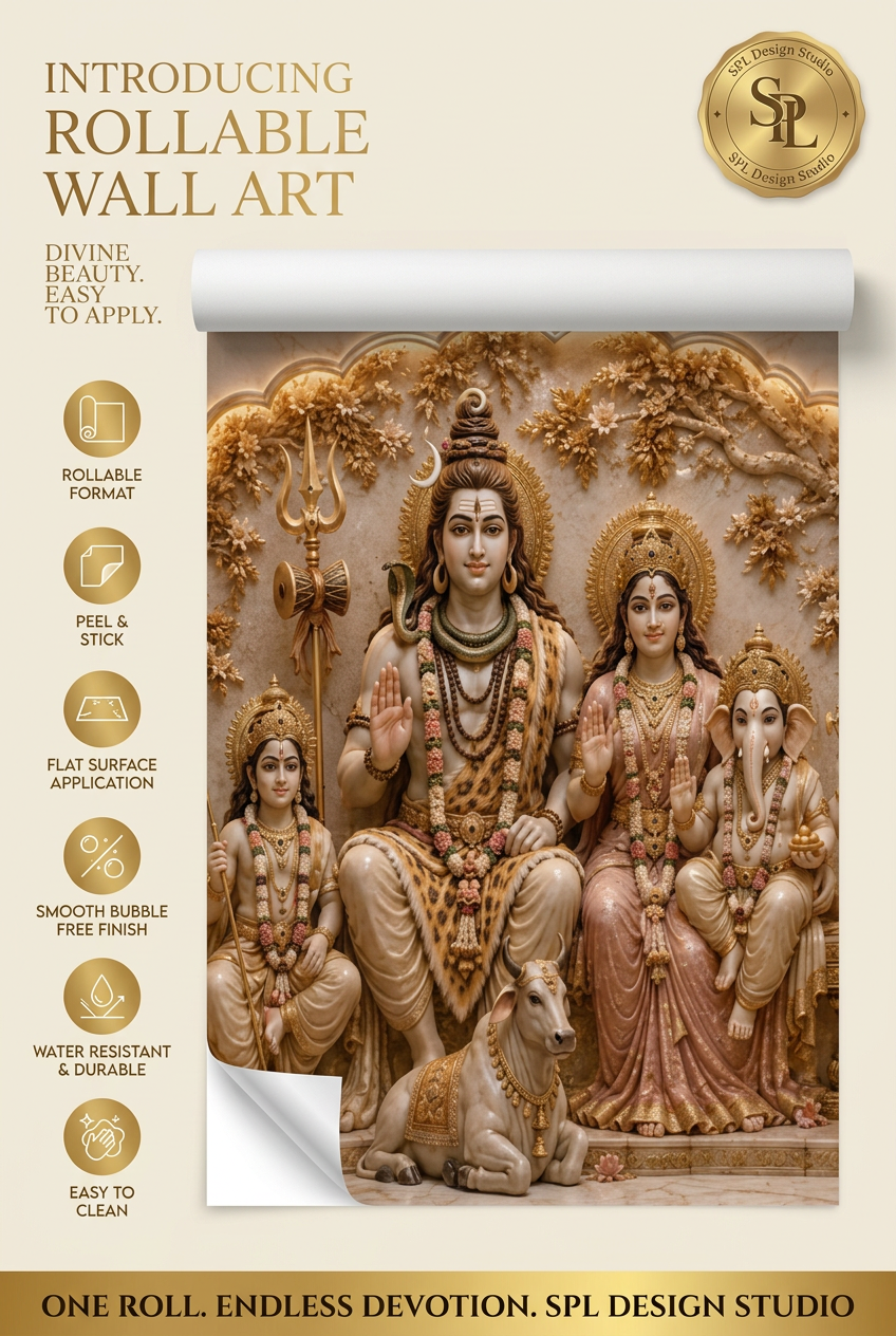 SPL Shiv Parivar — Divine Family Rollable Wallpaper — SPL Premium Wallpaper