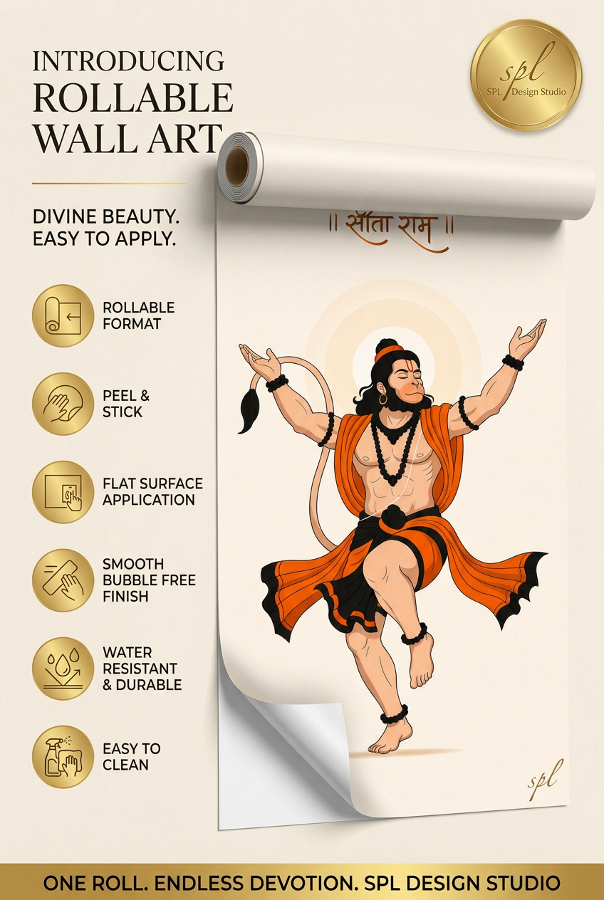 SPL Hanuman Ji Sita Ram Modern Art Rollable Wallpaper — SPL Premium Wallpaper