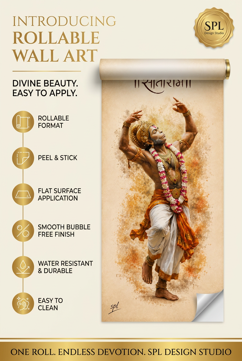 SPL Hanuman Ji — Sitaram Dance (Watercolour) Rollable Wallpaper — SPL Premium Wallpaper
