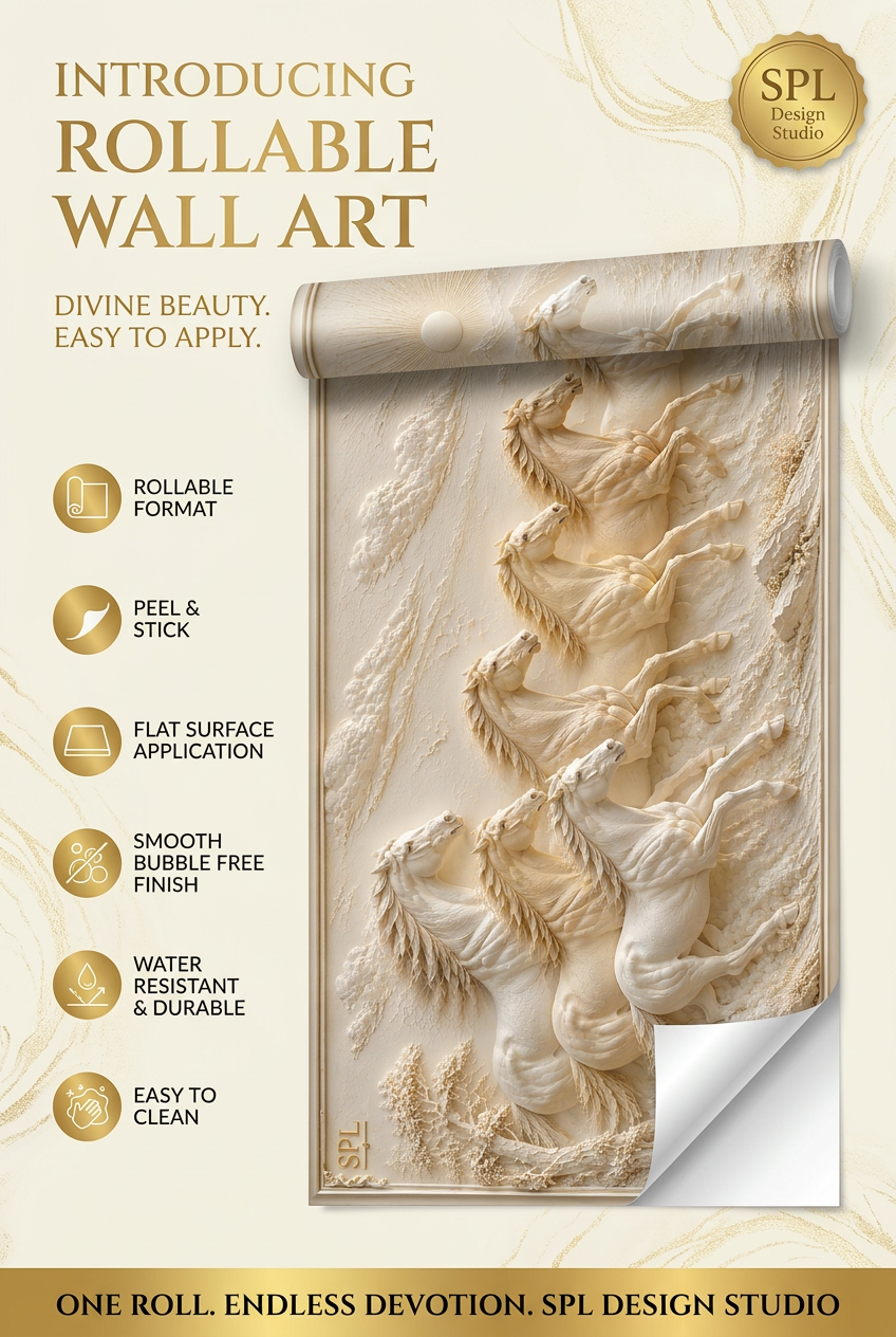 SPL Seven White Horses Rollable Wallpaper — SPL Premium Wallpaper