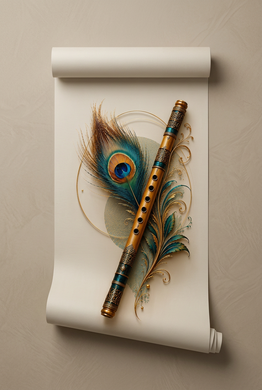 SPL Bansuri Peacock Harmony Rollable Wallpaper