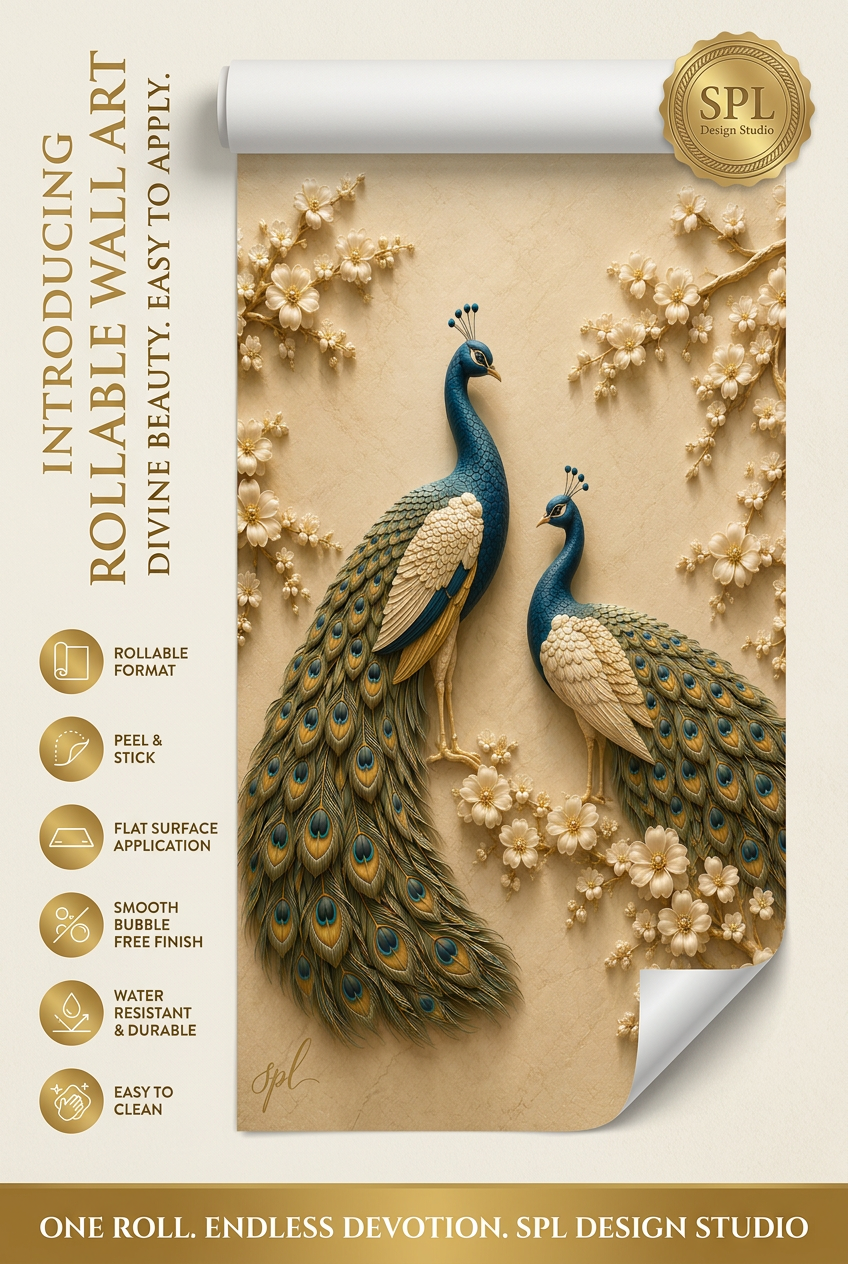 SPL Two Peacock Rollable Wallpaper — SPL Premium Wallpaper
