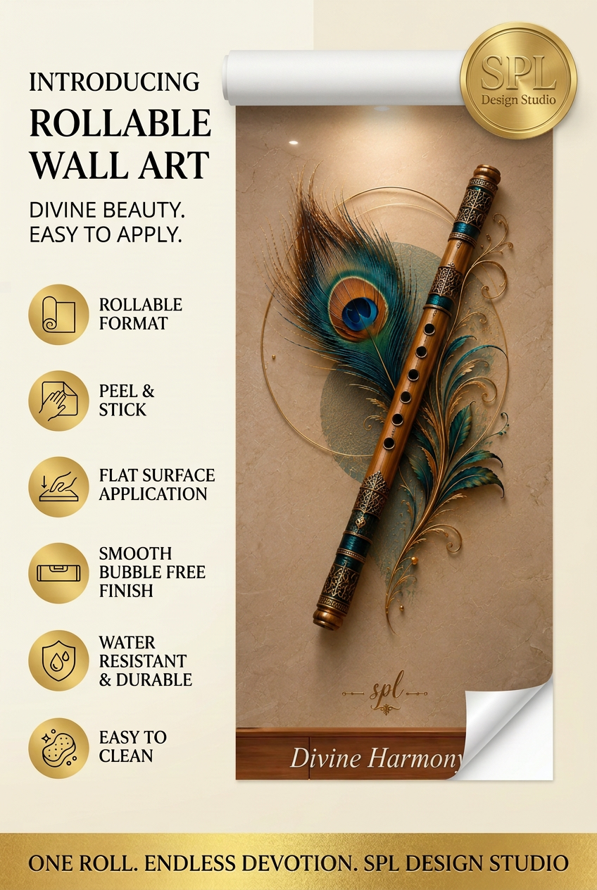 SPL Bansuri Peacock Harmony Rollable Wallpaper — SPL Premium Wallpaper