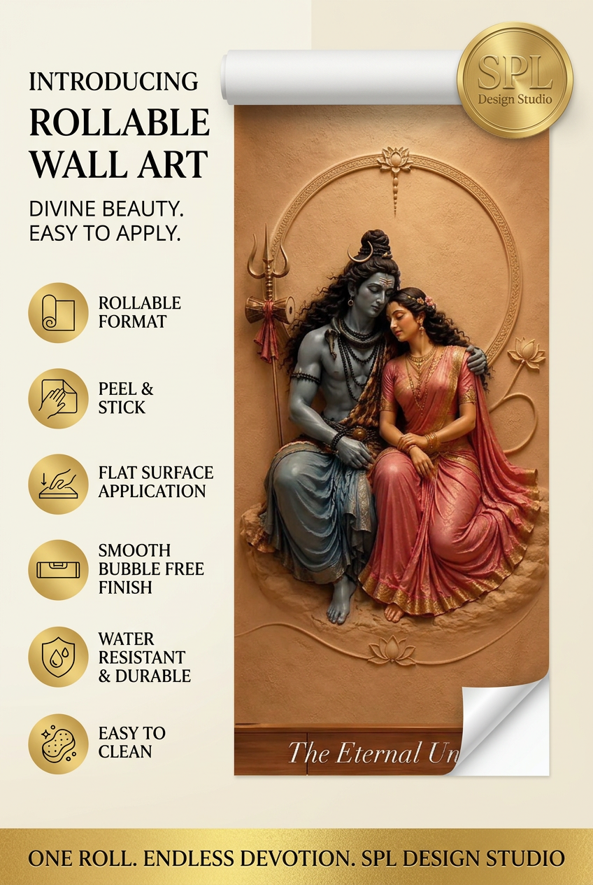 SPL Shiv Parvati Eternal Union Rollable Wallpaper — SPL Premium Wallpaper