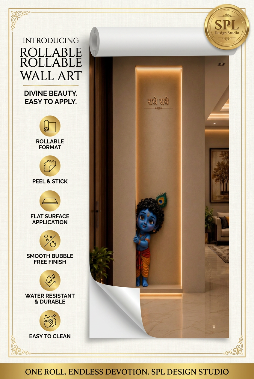 SPL Baby Krishna — Radhe Radhe Rollable Wallpaper — SPL Premium Wallpaper