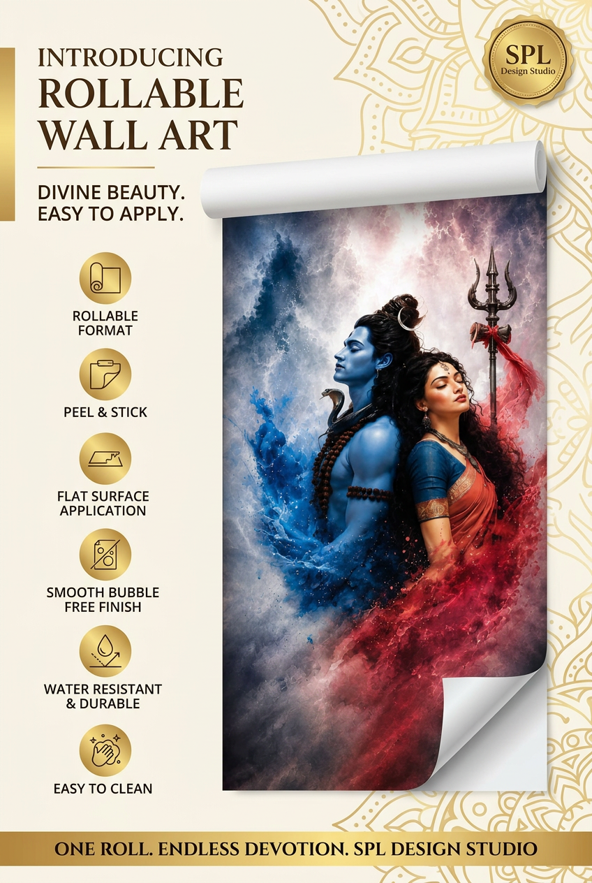SPL Shiv Parvati Cosmic Rollable Wallpaper — SPL Premium Wallpaper