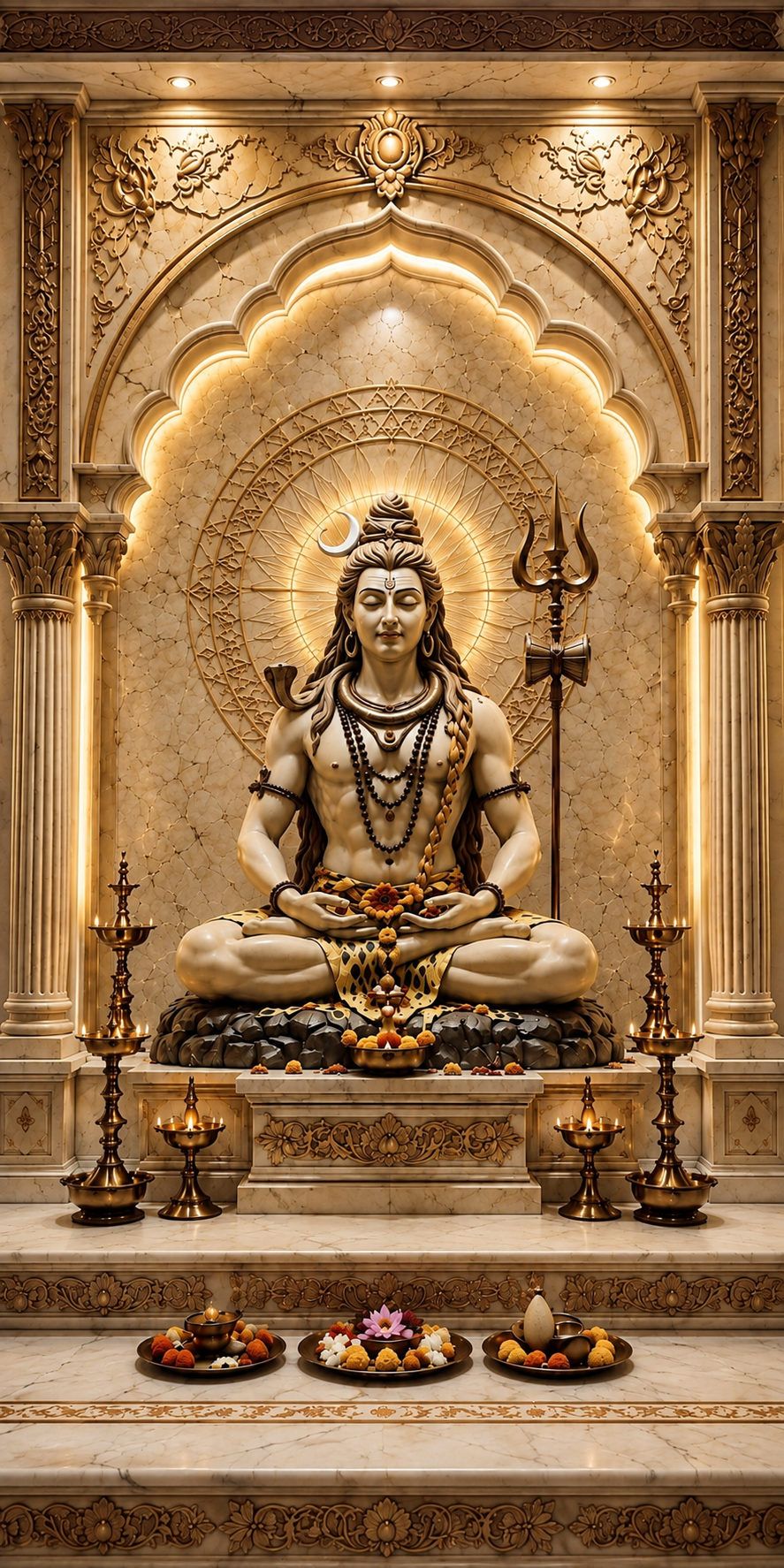 SPL Shiv Ji Marble Mandir Rollable Wallpaper — SPL Premium Wallpaper