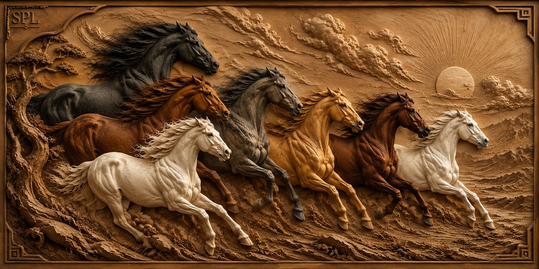 Seven Horses — Golden Wood 3D — SPL 3D AC Sheets